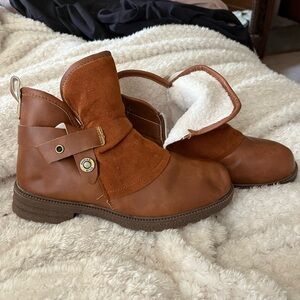Brown Leather Boots with Suede Accents